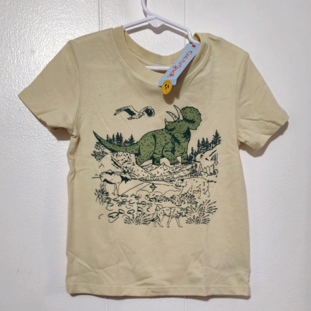 Cream Dinosaur Graphic Short Sleeve Tee